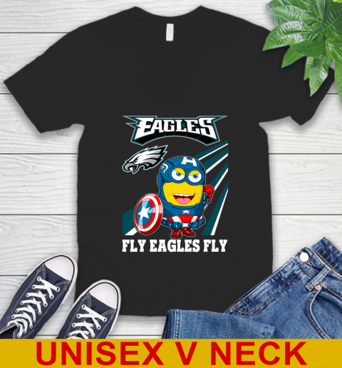 NFL Football Philadelphia Eagles Captain America Marvel Avengers Minion Shirt V-Neck T-Shirt