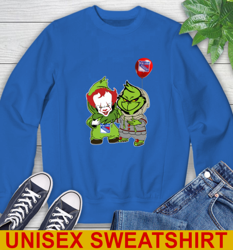 New York Rangers Baby Pennywise Grinch Christmas NHL Hockey Sweatshirt 9