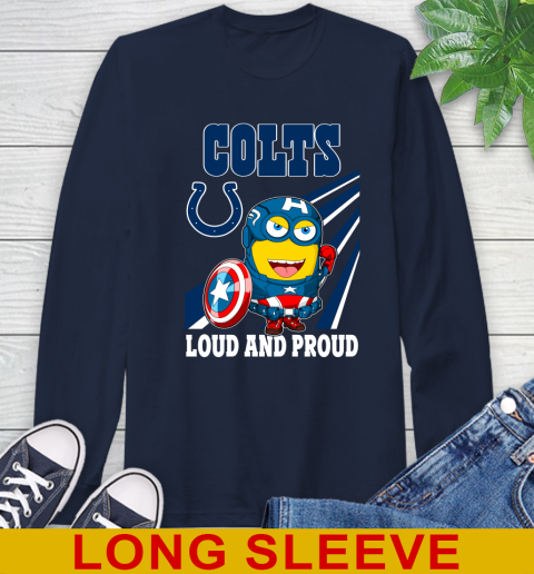 NFL Football Indianapolis Colts Captain America Marvel Avengers Minion Shirt Long Sleeve T-Shirt 4 NFL Football Indianapolis Colts Captain America Marvel Avengers Minion Shirt Long Sleeve T-Shirt - Image 4
