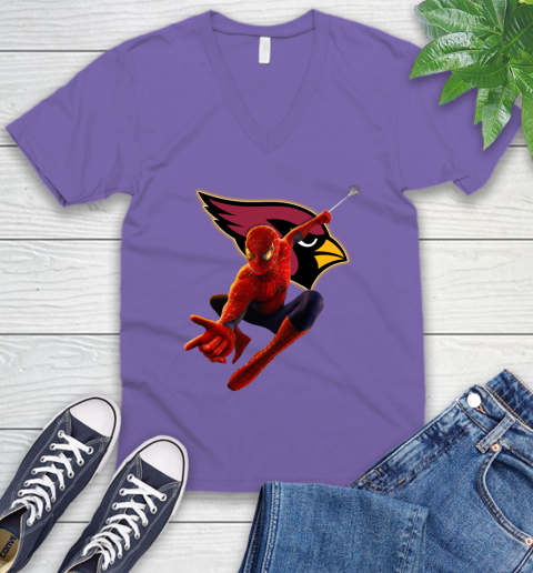 NFL Spider Man Avengers Endgame Football Arizona Cardinals V-Neck T-Shirt 9