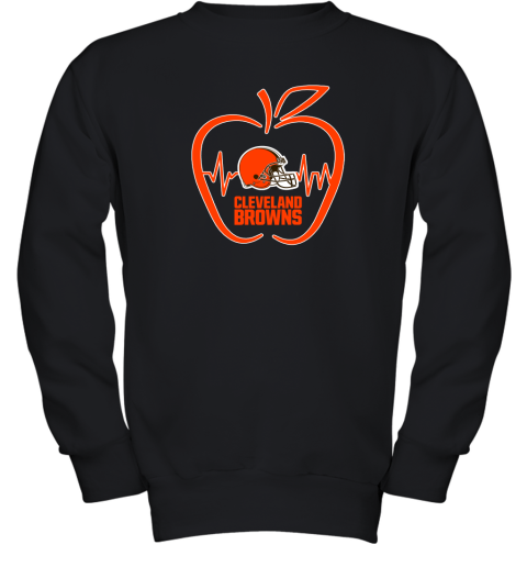 Apple Heartbeat Teacher Symbol Cleveland Browns Youth Sweatshirt