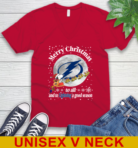 Tampa Bay Lightning Merry Christmas To All And To Lightning A Good Season NHL Hockey Sports V-Neck T-Shirt 6