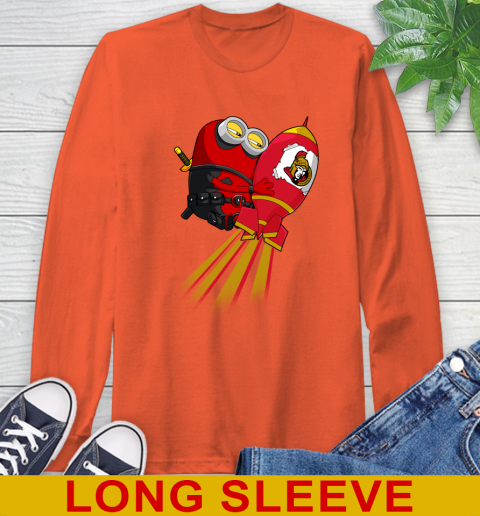 NHL Hockey Ottawa Senators Deadpool Minion Marvel Shirt Long Sleeve T-Shirt 4