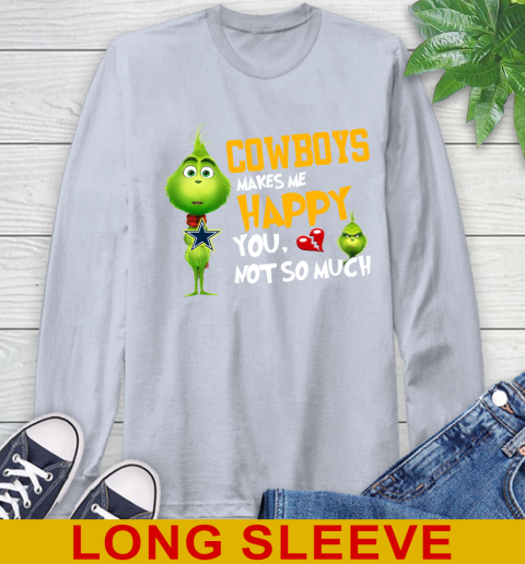 NFL Dallas Cowboys Makes Me Happy You Not So Much Grinch Football Sports Long Sleeve T-Shirt 6