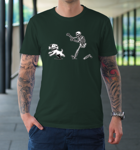 Halloween Dog, Funny Skeleton, Skeleton Chasing Dog T-Shirt 3