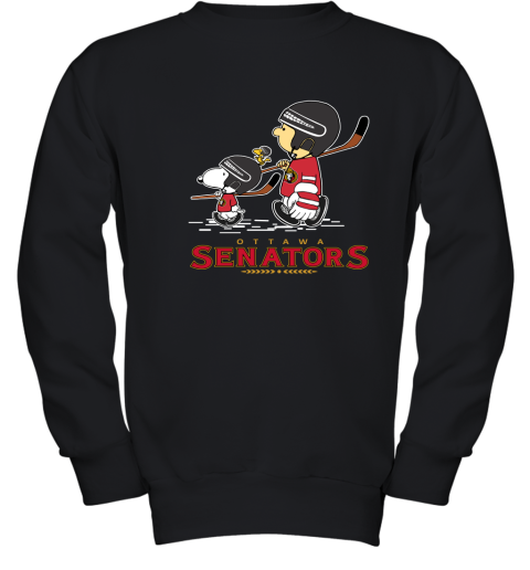 Let's Play Ottawa Senators Ice Hockey Snoopy NHL Youth Sweatshirt