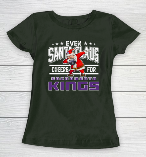 Sacramento Kings Even Santa Claus Cheers For Christmas NBA Women's T-Shirt 4