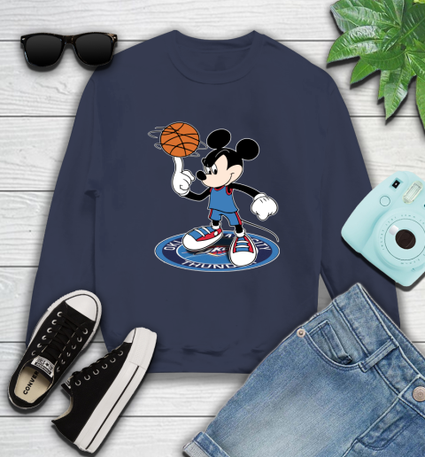 NBA Basketball Oklahoma City Thunder Cheerful Mickey Disney Shirt Sweatshirt 3