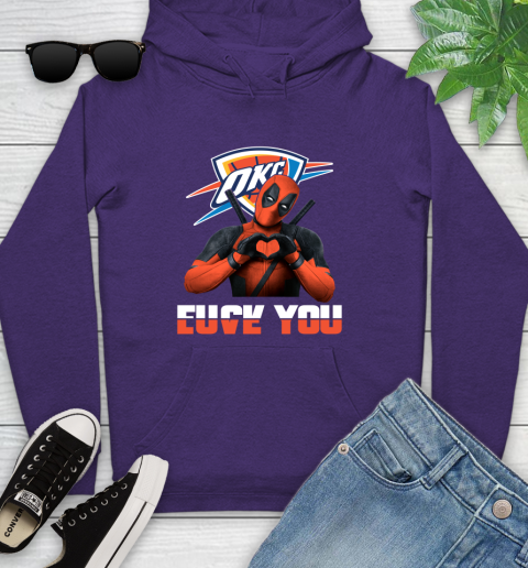 NBA Oklahoma City Thunder Deadpool Love You Fuck You Basketball Sports Youth Hoodie 5