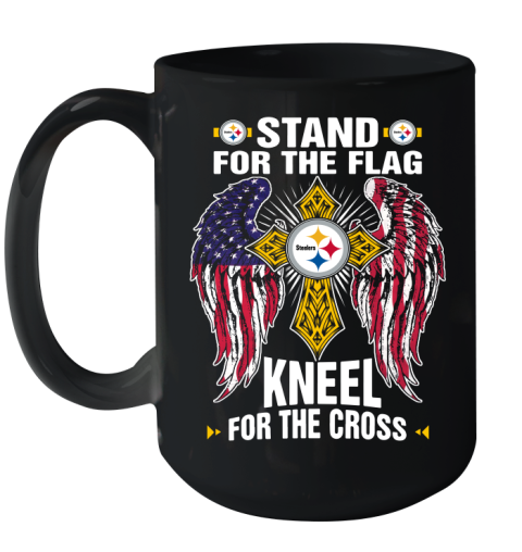 NFL Football Pittsburgh Steelers Stand For Flag Kneel For The Cross Shirt Ceramic Mug 15oz