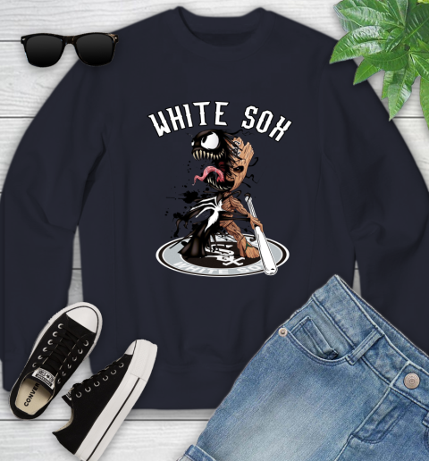 MLB Chicago White Sox Baseball Venom Groot Guardians Of The Galaxy Youth Sweatshirt 3