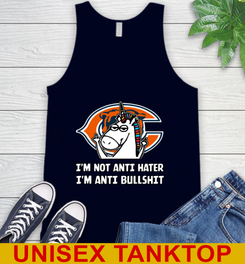 Chicago Bears NFL Football Unicorn I'm Not Anti Hater I'm Anti Bullshit Tank Top 3