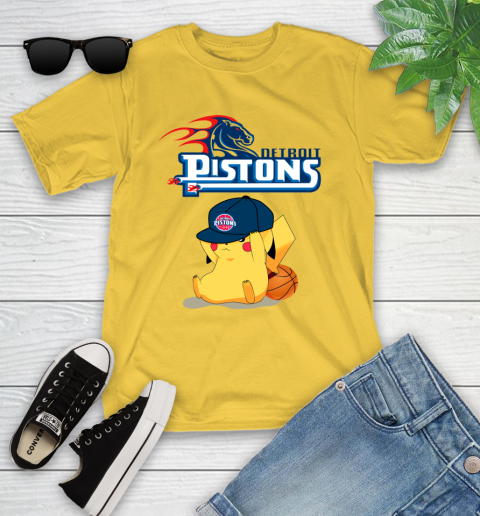 NBA Pikachu Basketball Sports Detroit Pistons Youth T-Shirt 8