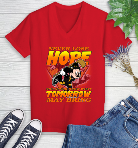Pittsburgh Penguins NHL Hockey ootball Mickey Disney Never Lose Hope Women's V-Neck T-Shirt 11