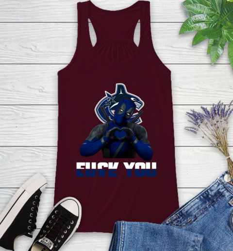 NHL Vancouver Canucks Deadpool Love You Fuck You Hockey Sports Racerback Tank 2