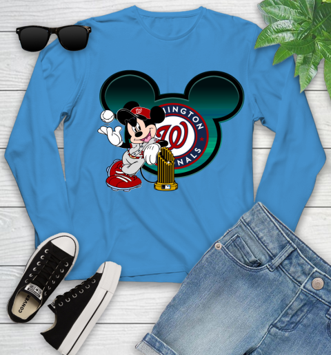 MLB Washington Nationals The Commissioner's Trophy Mickey Mouse Disney Youth Long Sleeve 7