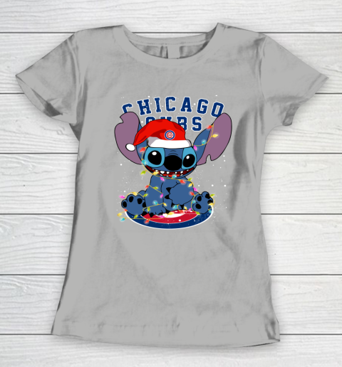 Chicago Cubs MLB noel stitch Baseball Christmas Women's T-Shirt 8