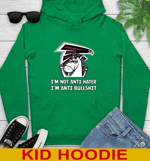 Atlanta Falcons NFL Football Unicorn I'm Not Anti Hater I'm Anti Bullshit Youth Hoodie 8