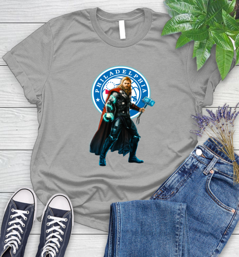 NBA Thor Avengers Endgame Basketball Philadelphia 76ers Women's T-Shirt 10