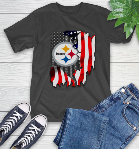 Pittsburgh Steelers NFL Football American Flag T Shirt Tee For Sports