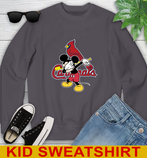 St.Louis Cardinals MLB Baseball Dabbing Mickey Disney Sports Youth Sweatshirt 6