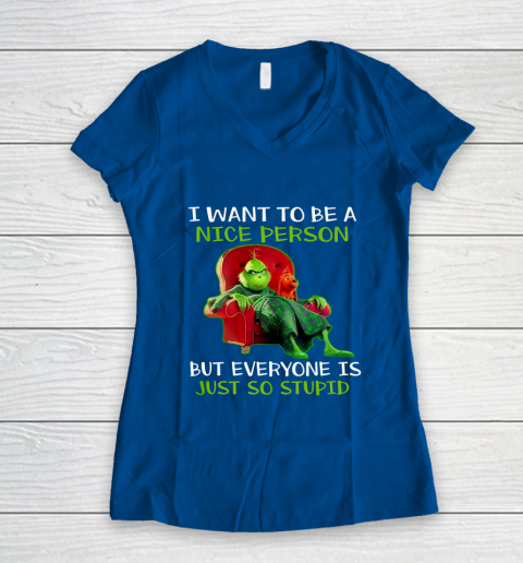 Tee Christmas Grinch Xmas funny quotes Women's V-Neck T-Shirt 7