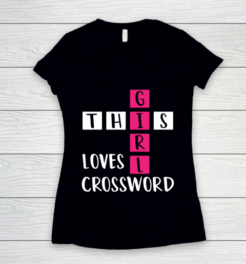 Funny Crossword Clue Girl For Puzzle Lovers Women's V-Neck T-Shirt