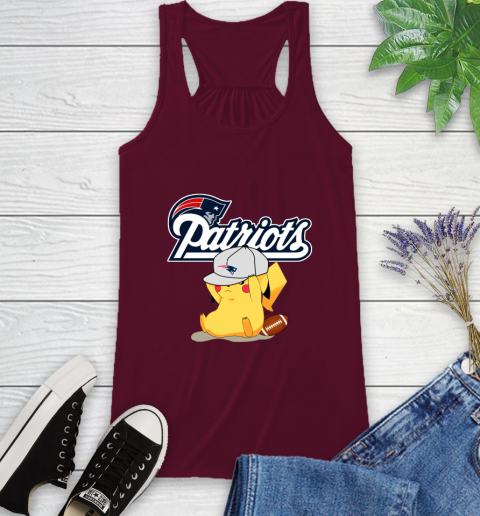 NFL Pikachu Football Sports New England Patriots Racerback Tank 3