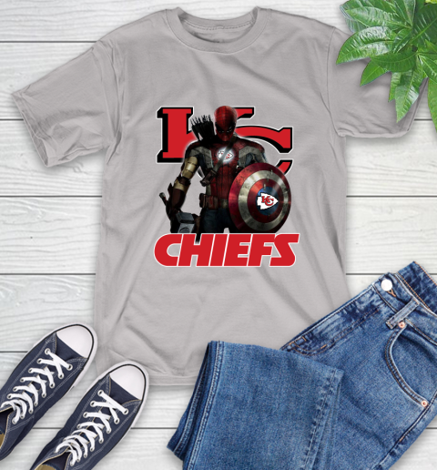 NFL Captain America Thor Spider Man Hawkeye Avengers Endgame Football Kansas City Chiefs T-Shirt 12