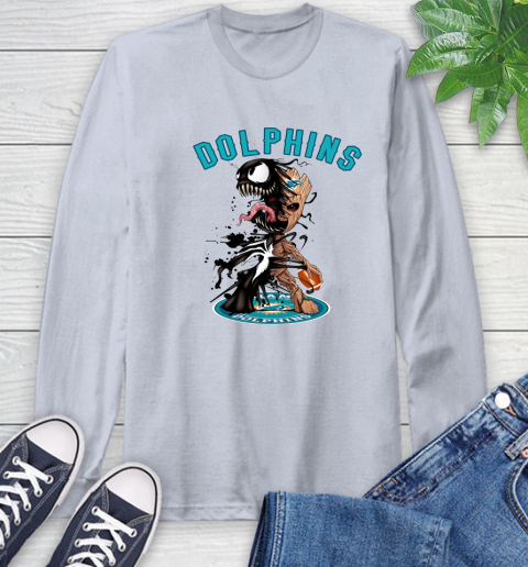 NFL Miami Dolphins Football Venom Groot Guardians Of The Galaxy Long Sleeve T-Shirt 6