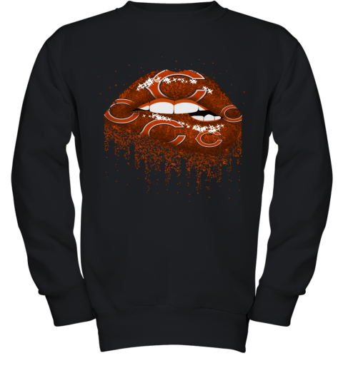 Biting Glossy Lips Sexy Chicago Bears NFL Football Youth Sweatshirt