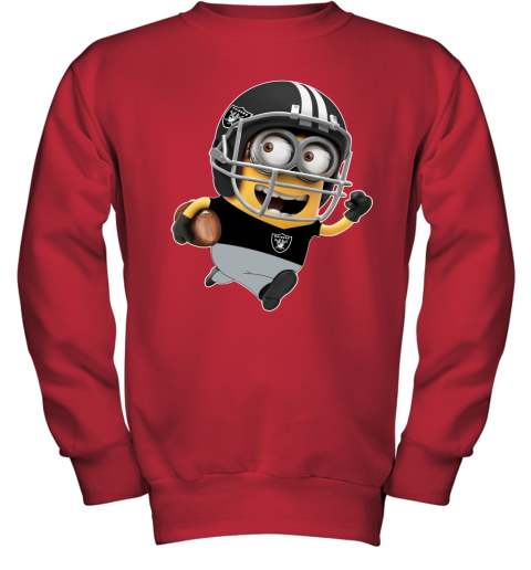 NFL Oakland Raiders Minions Disney Football Sports pNPDNs98I58 youth sweatshirt 47 95 151514 front red