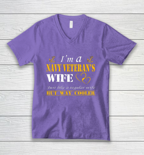 Womens I am a Navy veterans wife t shirt Navy veteran V-Neck T-Shirt 8