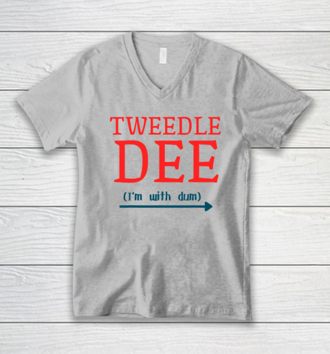 Tweedle Dee I'm With Dum Couple And Friends Funny Lazy Costume V-Neck T-Shirt 2
