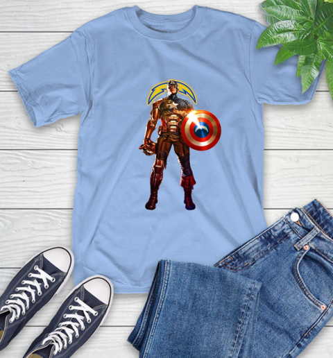 NFL Captain America Marvel Avengers Endgame Football Sports Los Angeles Chargers T-Shirt 11