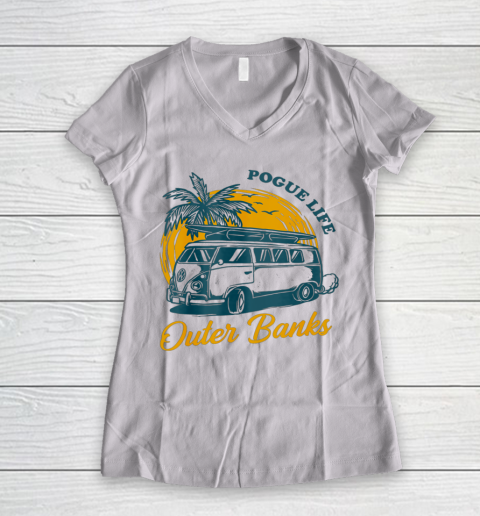 Pogue Life Outer Banks Retro Vintage Sunny Women's V-Neck T-Shirt