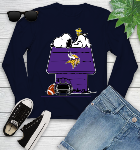 Minnesota Vikings NFL Football Snoopy Woodstock The Peanuts Movie Youth Long Sleeve 3