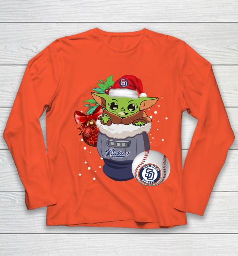San Diego Padres Christmas Baby Yoda Star Wars Funny Happy MLB Youth Long Sleeve 4