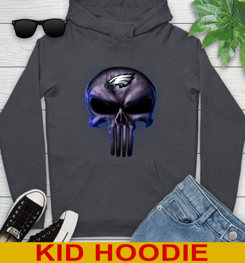 Philadelphia Eagles NFL Football Punisher Skull Sports Youth Hoodie 9