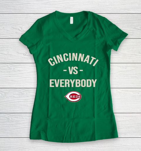 Cincinnati Reds Vs Everybody Women's V-Neck T-Shirt 3