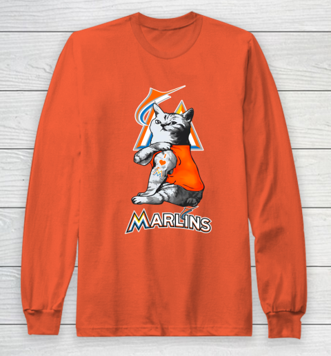 MLB Baseball My Cat Loves Miami Marlins Long Sleeve T-Shirt 3