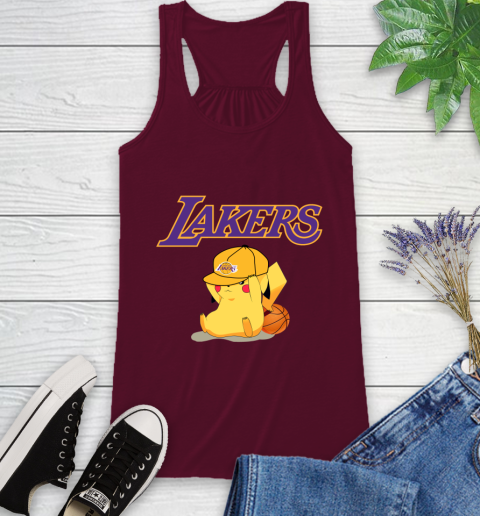 NBA Pikachu Basketball Sports Los Angeles Lakers Racerback Tank 3
