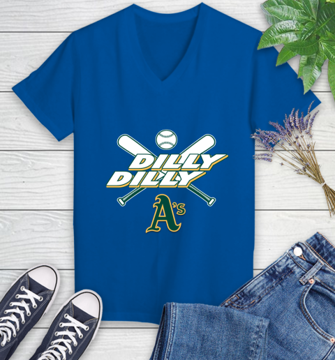 MLB Oakland Athletics Dilly Dilly Baseball Sports Women's V-Neck T-Shirt 10