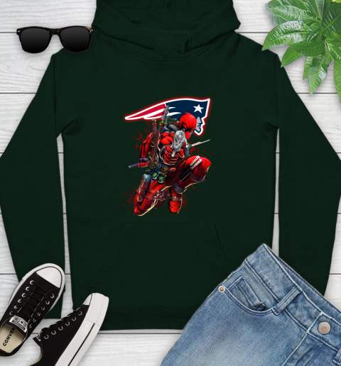 NFL Deadpool Marvel Comics Sports Football New England Patriots Youth Hoodie 13