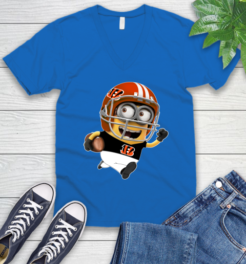 NFL Cincinnati Bengals Minions Disney Football Sports V-Neck T-Shirt 6