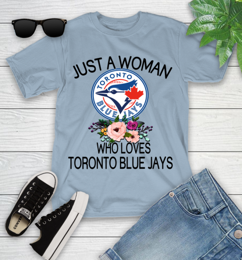 MLB Just A Woman Who Loves Toronto Blue Jays Baseball Sports Youth T-Shirt 6
