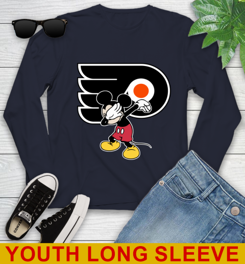 Philadelphia Flyers NHL Hockey Dabbing Mickey Disney Sports Youth Long Sleeve 3