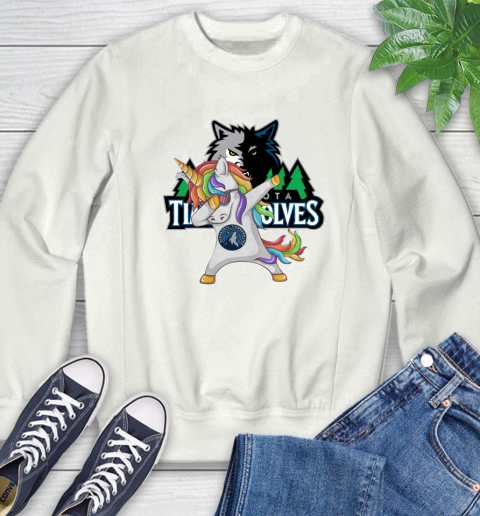 Minnesota Timberwolves NBA Basketball Funny Unicorn Dabbing Sports Sweatshirt
