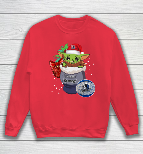 Dallas Mavericks Christmas Baby Yoda Star Wars Funny Happy NBA Sweatshirt 8