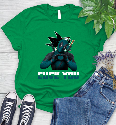 NHL San Jose Sharks Deadpool Love You Fuck You Hockey Sports Women's T-Shirt 9